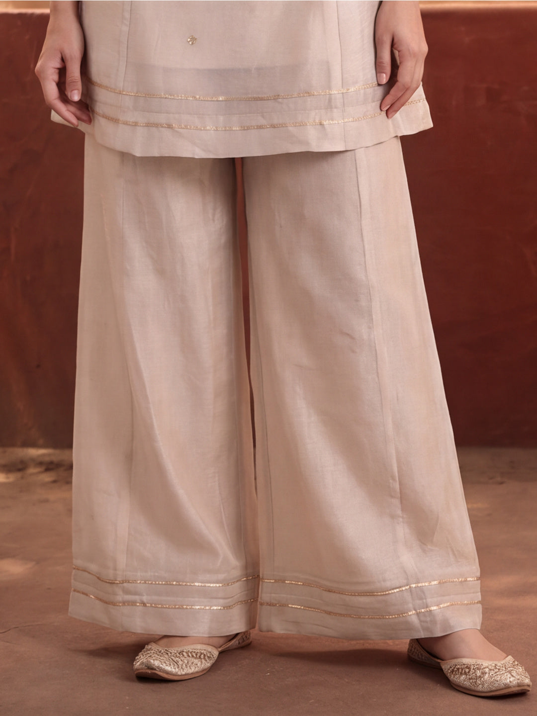 Women's Cream Embroidered Kurta Sharara Set with Dupatta | Festive Ethnic Party Wear Suit