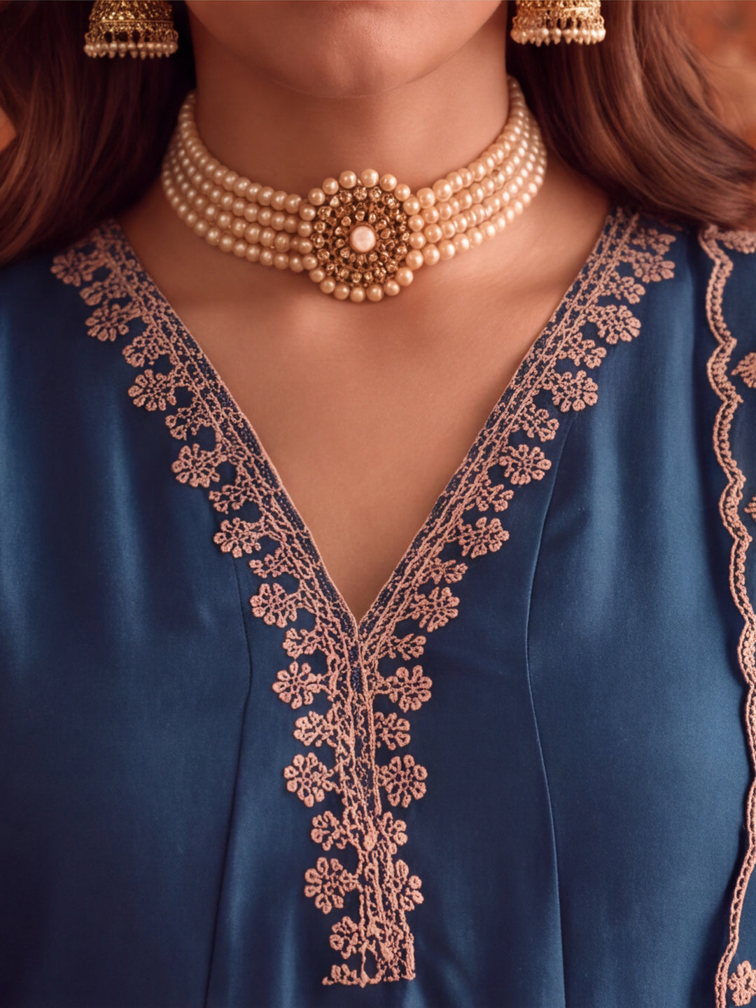 Women Embroidery Teal Kurta Set with Dupatta