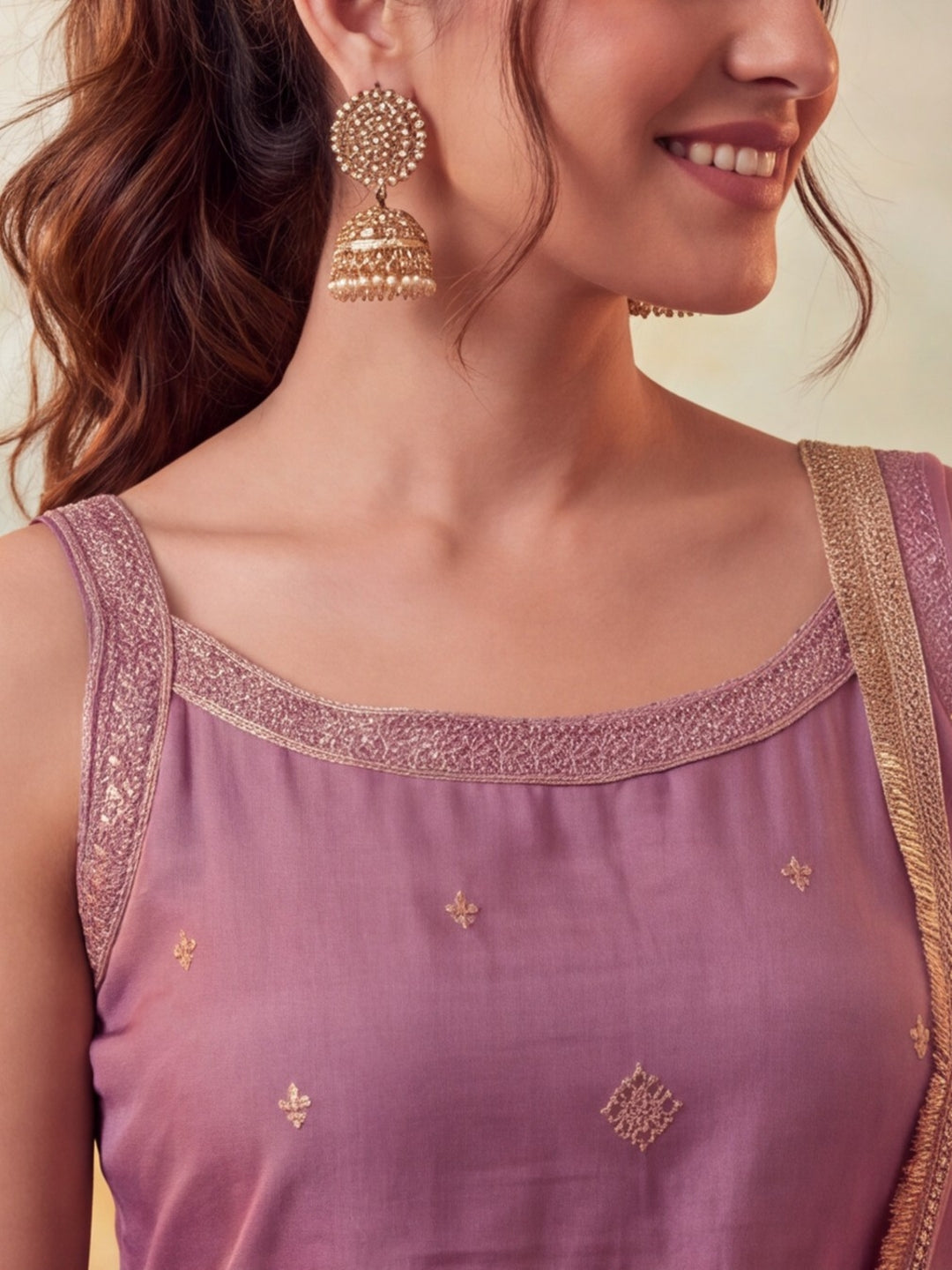 Women Embroidery Orchid Pink Kurta Set with Dupatta
