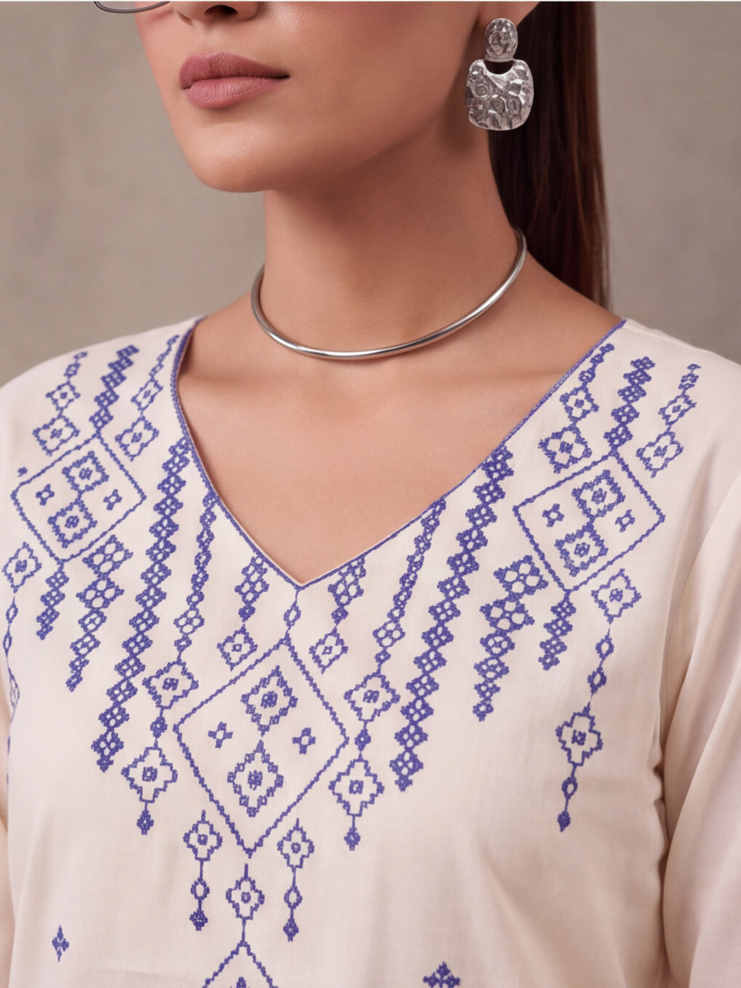 Women Embroidery White Kurta Set with Dupatta