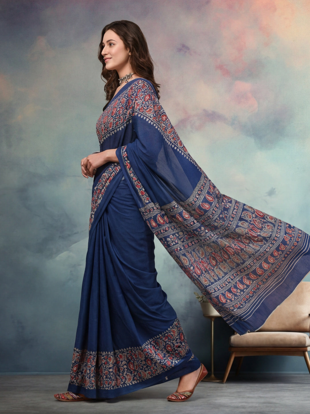 Abstract Pure Cotton Saree with Unstiched Blouse