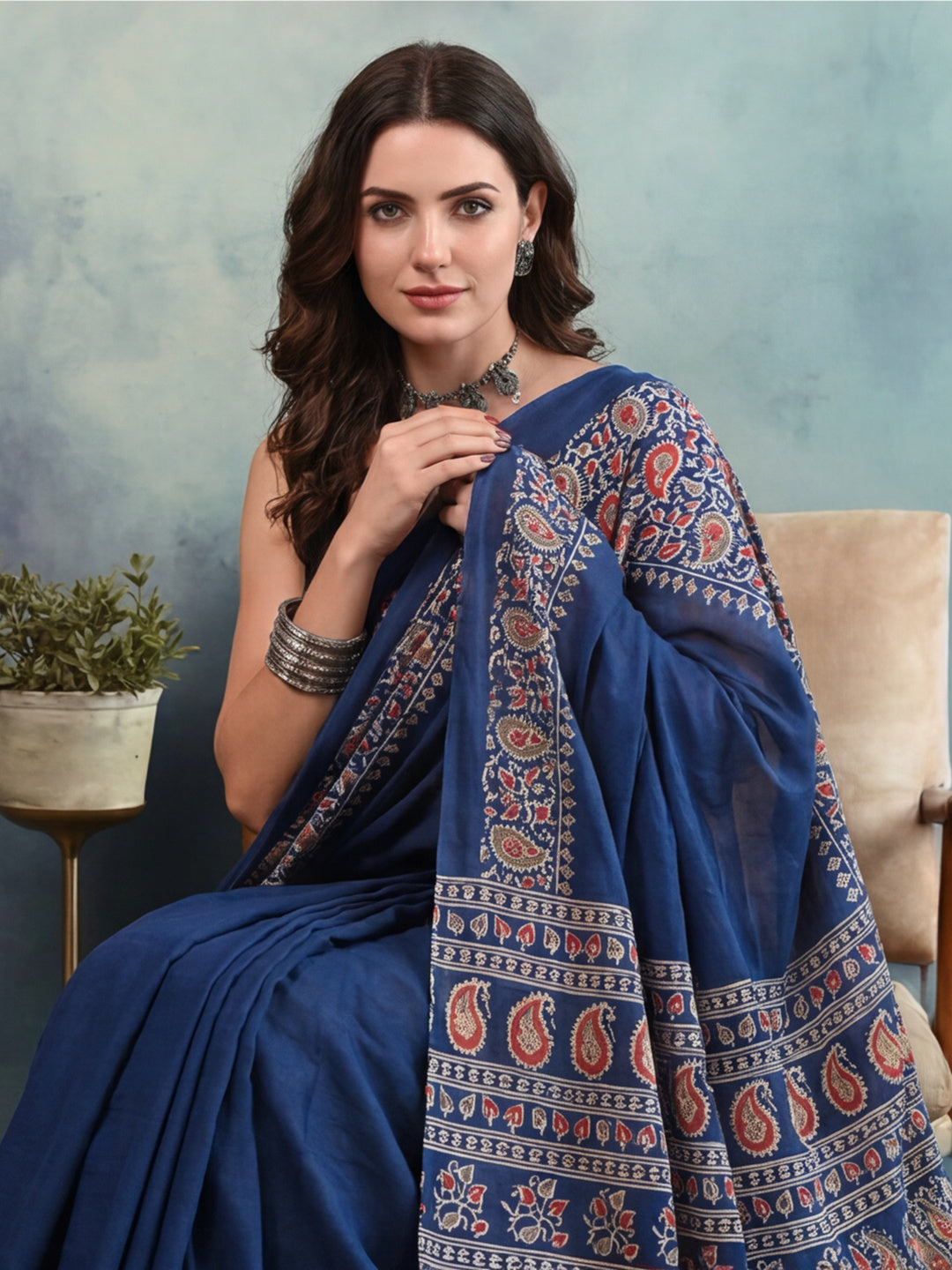 Abstract Pure Cotton Saree with Unstiched Blouse