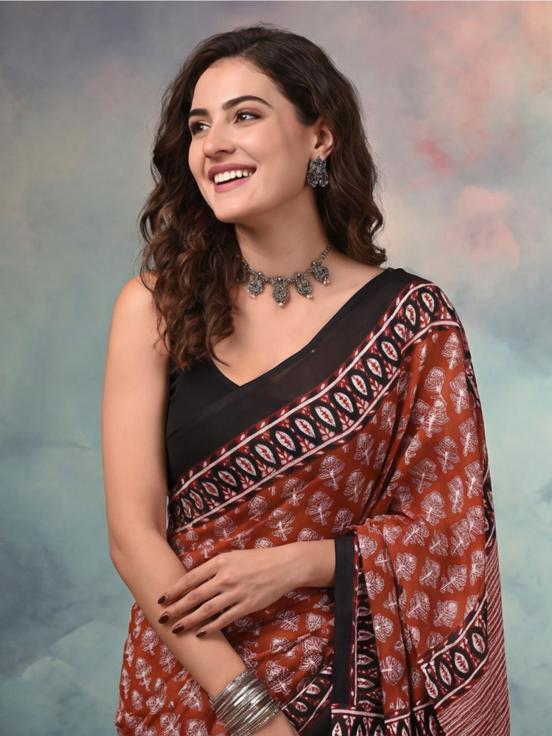 Floral Pure Cotton Saree with Unstiched Blouse