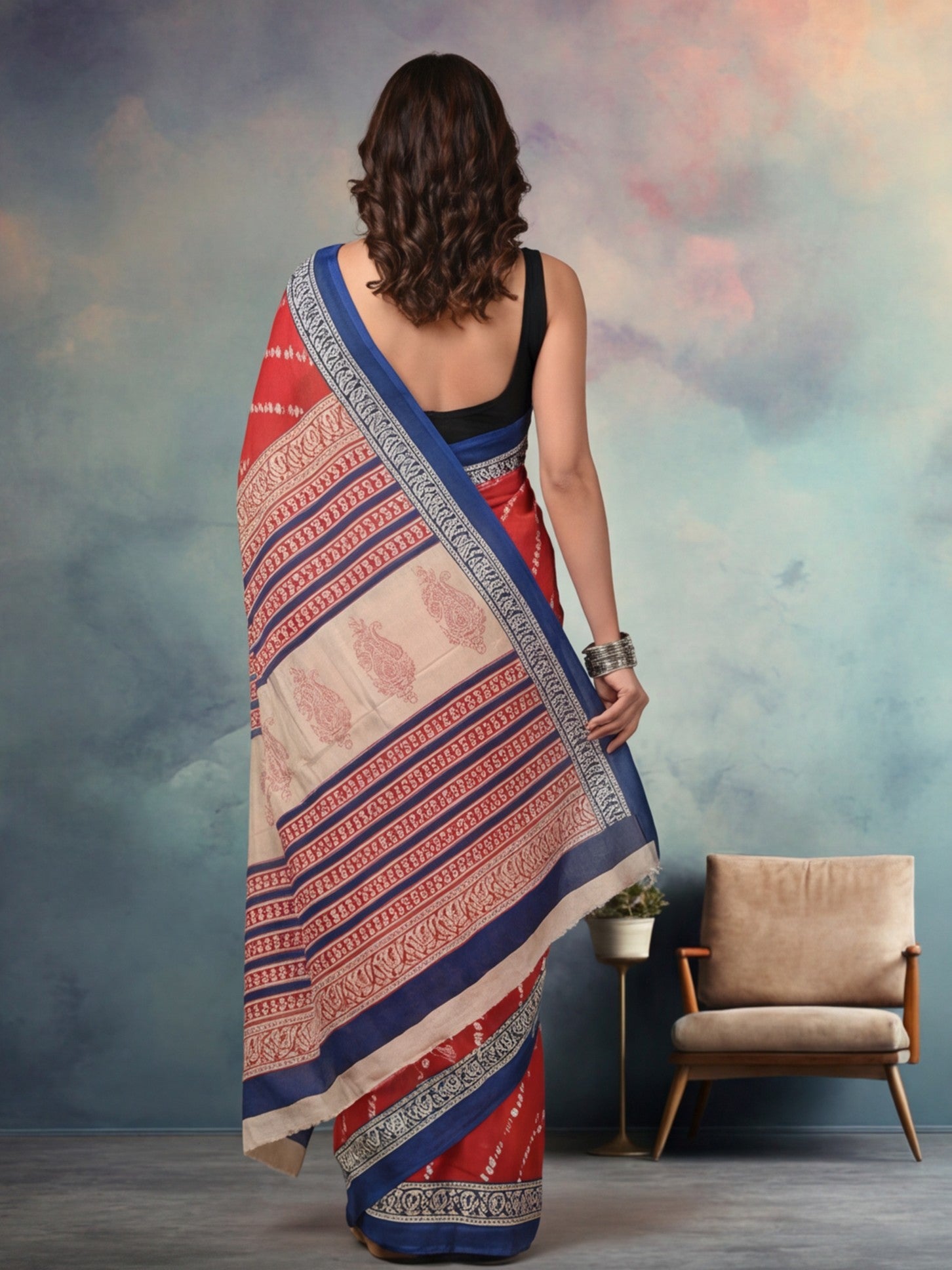Floral Pure Cotton Saree with Unstiched Blouse