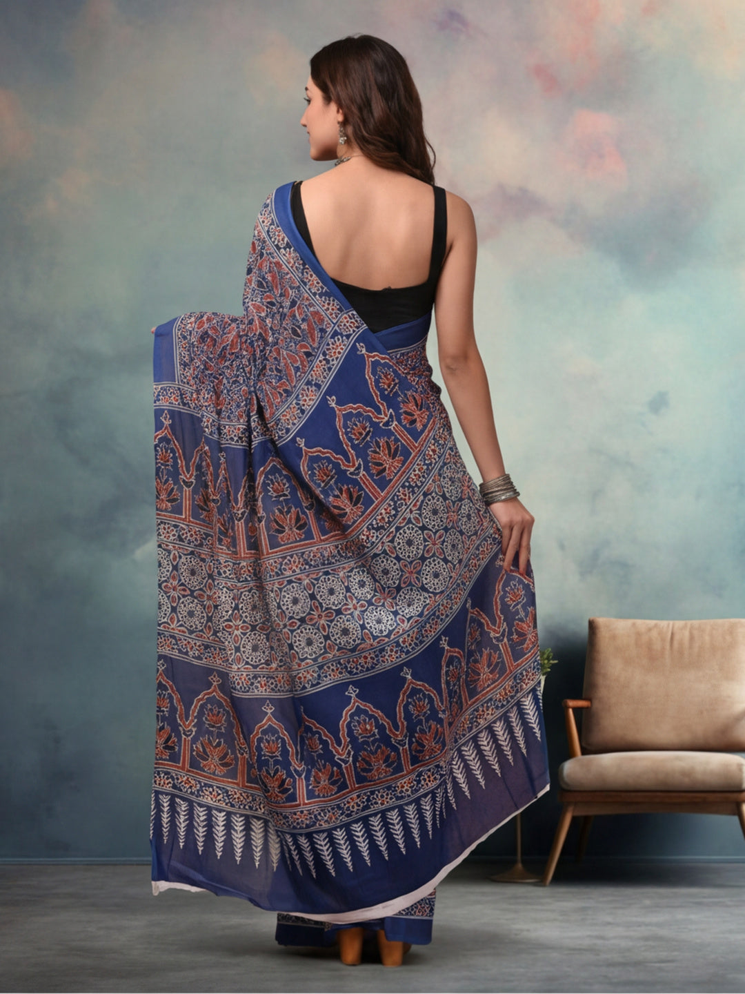 Floral Pure Cotton Saree with Unstiched Blouse