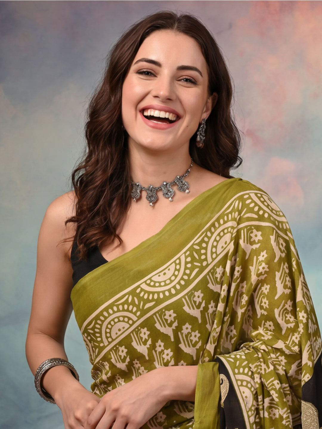 Floral Pure Cotton Saree with Unstiched Blouse