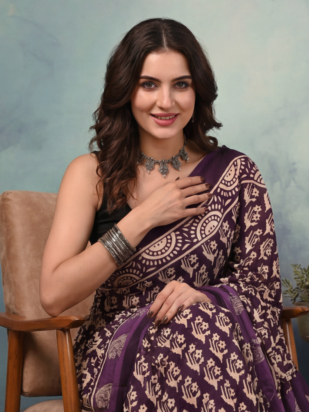 Floral Pure Cotton Saree with Unstiched Blouse