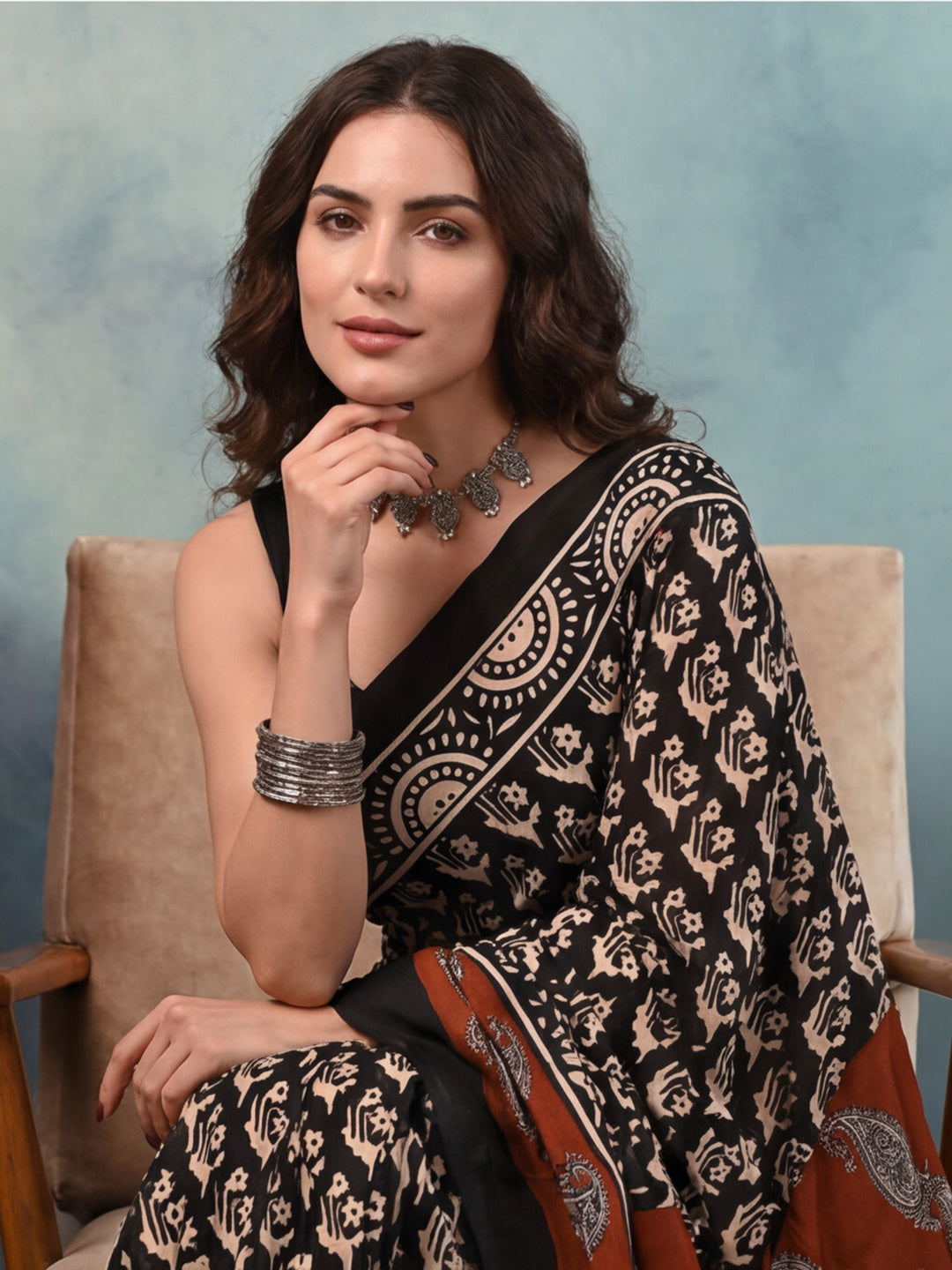 Floral Pure Cotton Saree with Unstiched Blouse
