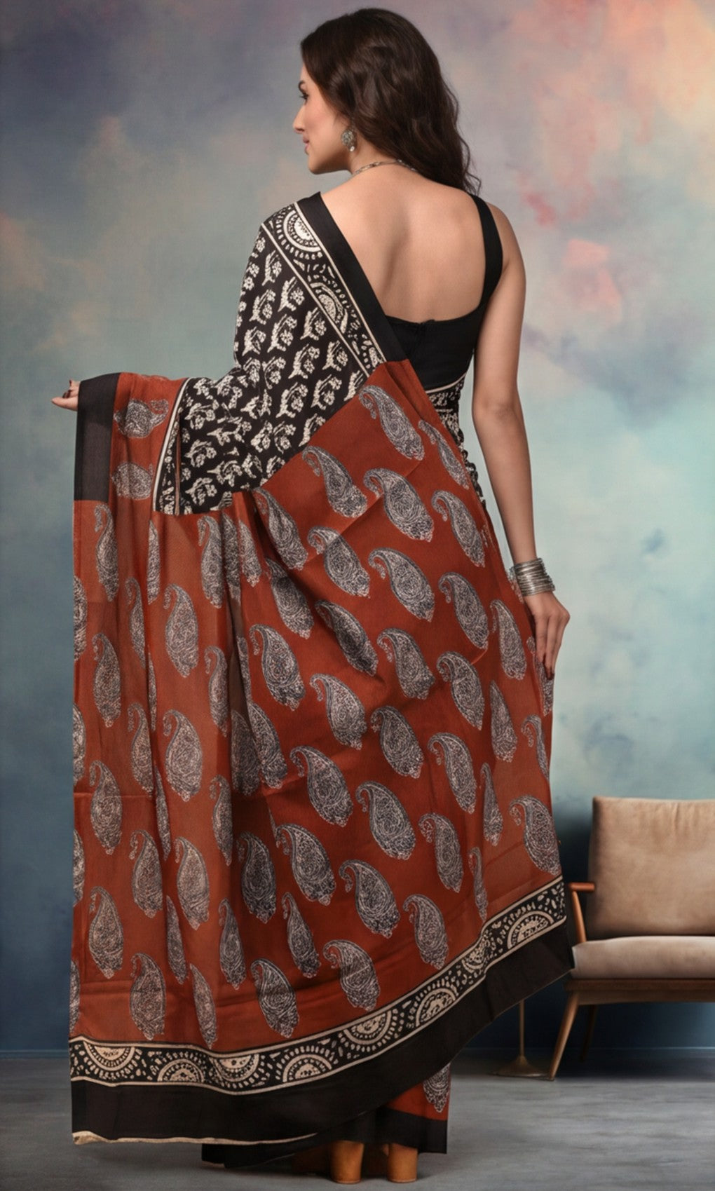 Floral Pure Cotton Saree with Unstiched Blouse