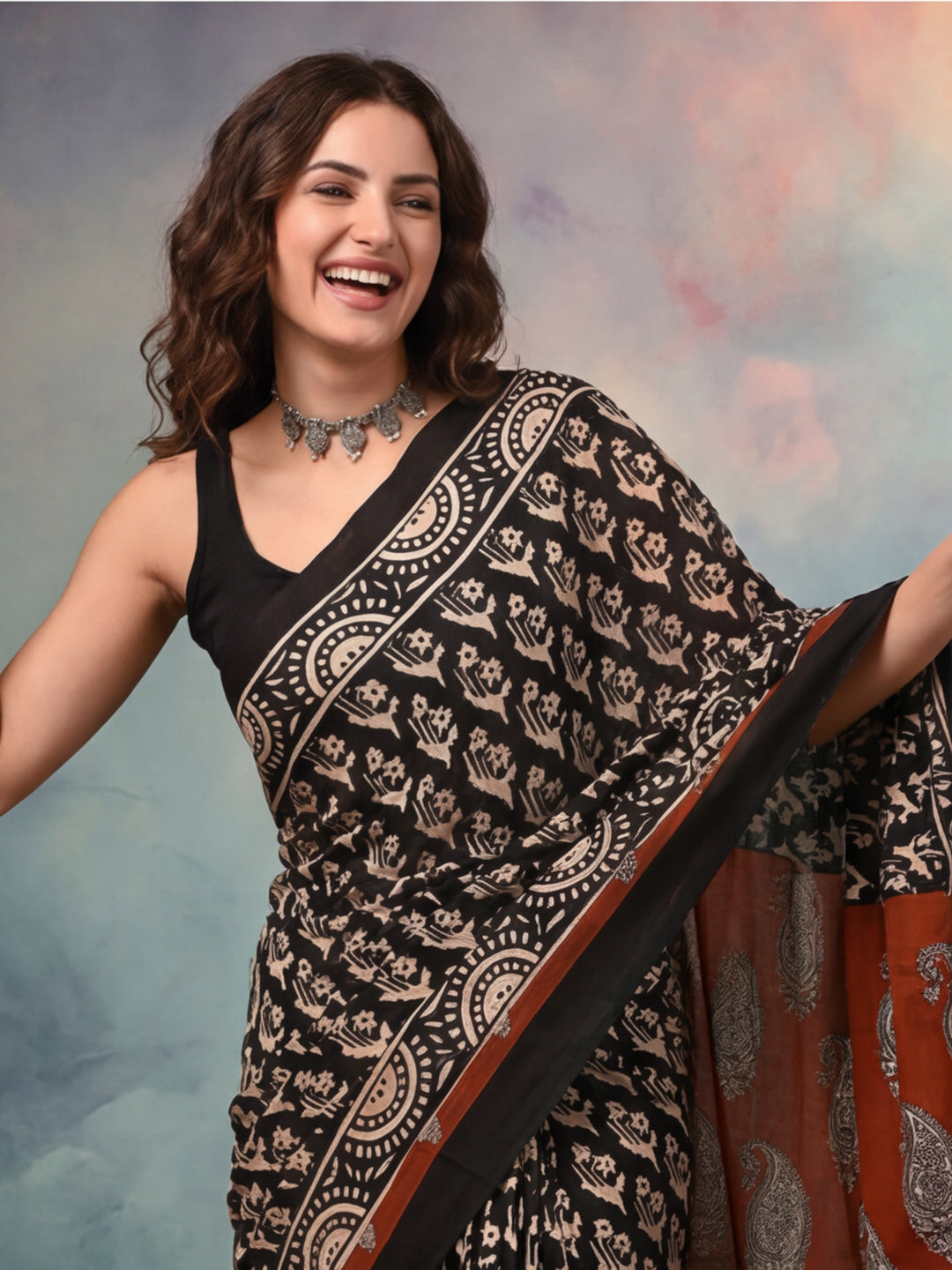 Floral Pure Cotton Saree with Unstiched Blouse