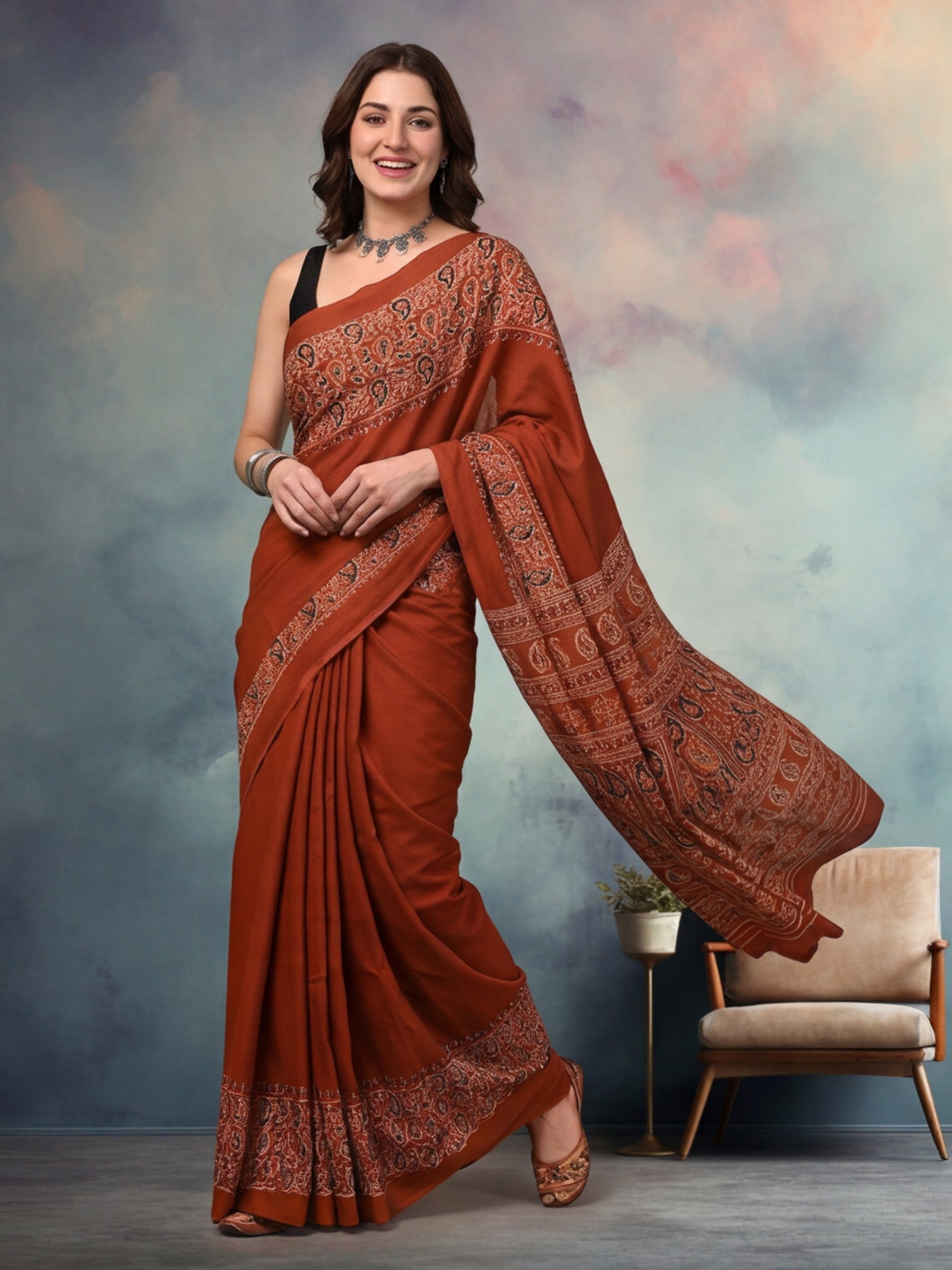 Floral Pure Cotton Saree with Unstiched Blouse