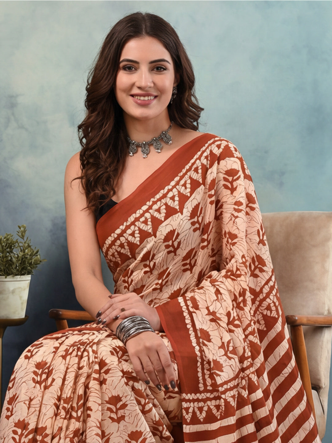 Floral Pure Cotton Saree with Unstiched Blouse