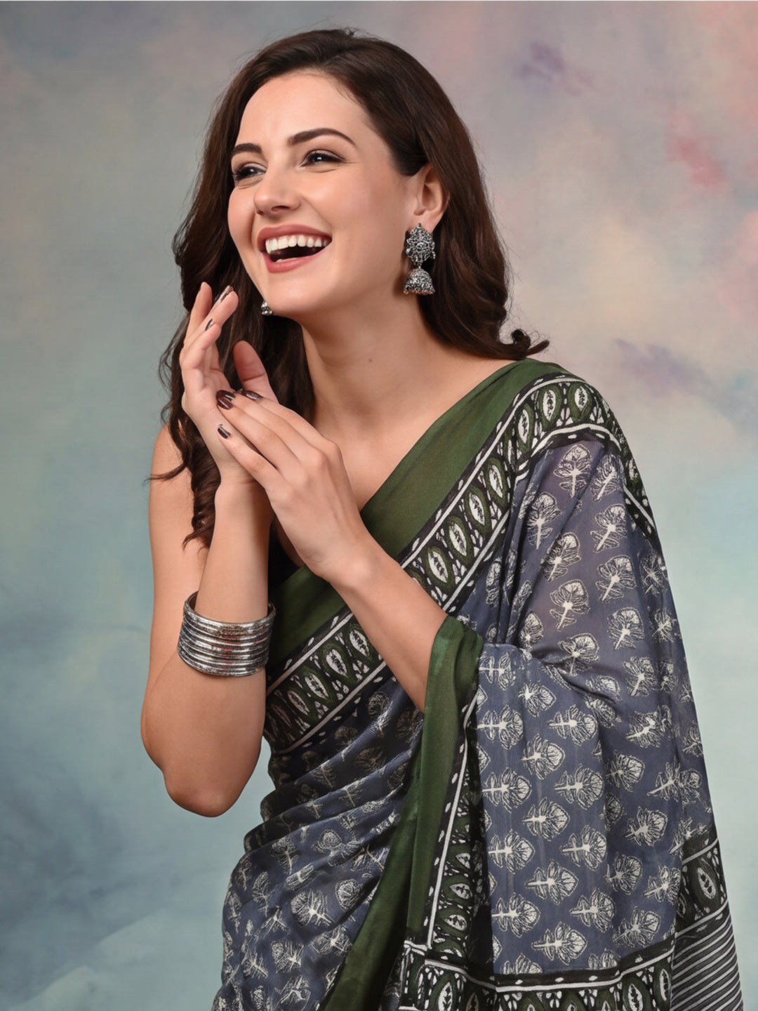 Floral Pure Cotton Saree with Unstiched Blouse