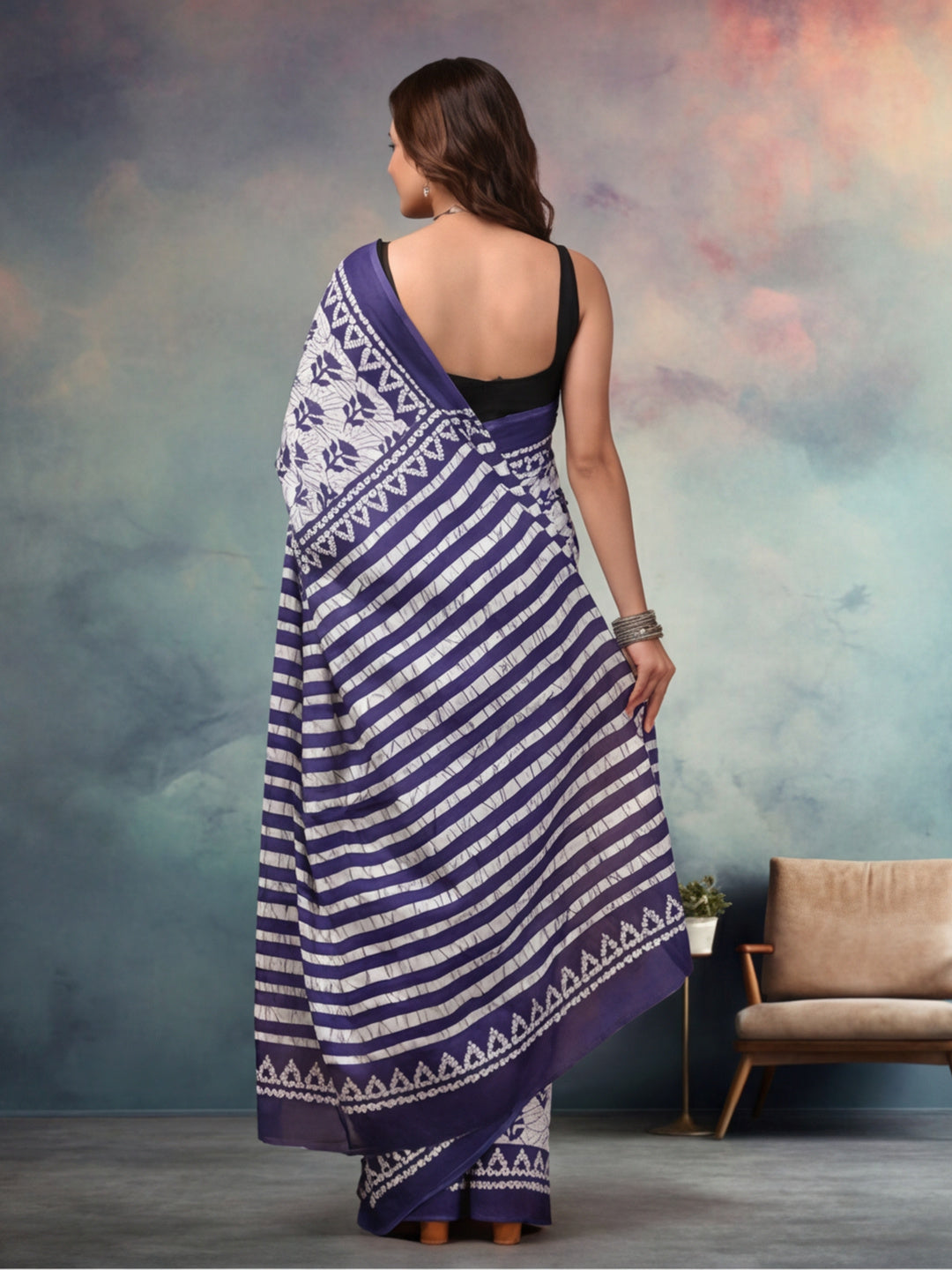 Floral Pure Cotton Saree with Unstiched Blouse