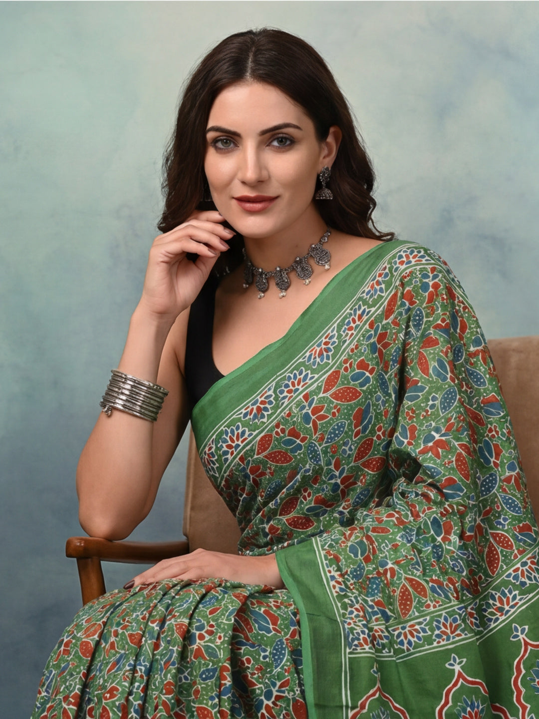 Floral Pure Cotton Saree with Unstiched Blouse