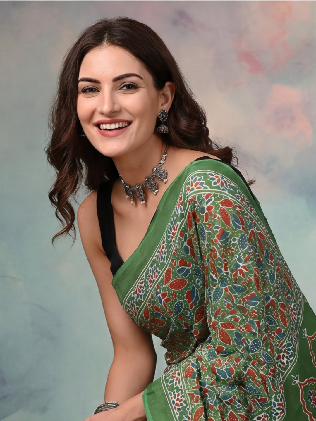 Floral Pure Cotton Saree with Unstiched Blouse