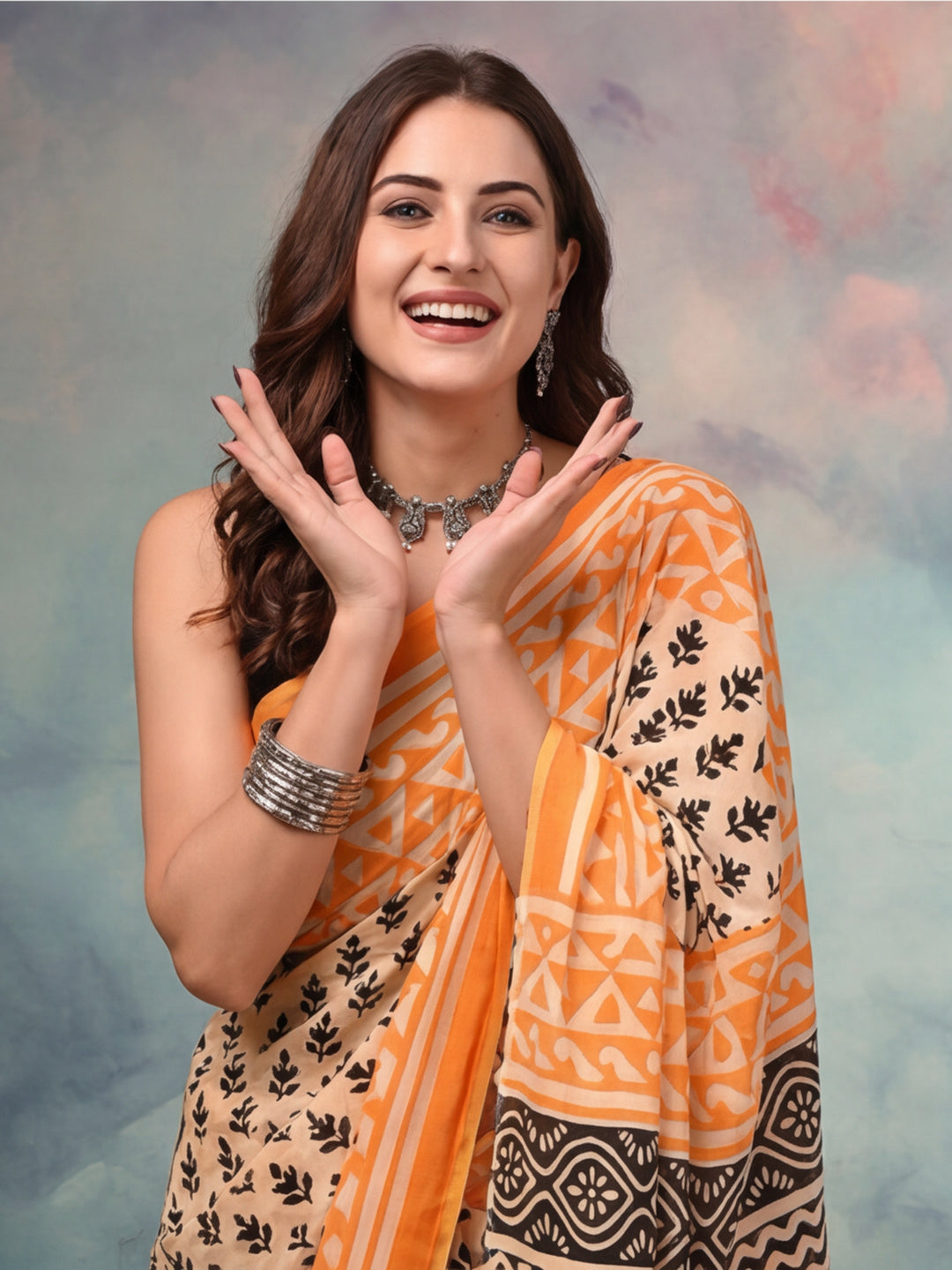 Tie and Dye Pure Cotton Saree with Unstiched Blouse