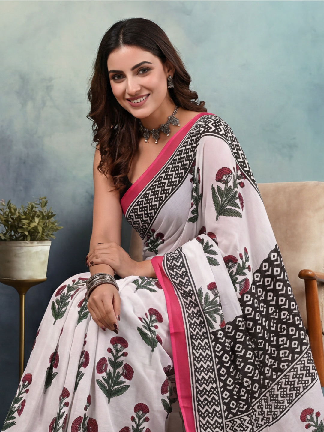 Tie and Dye Pure Cotton Saree with Unstiched Blouse