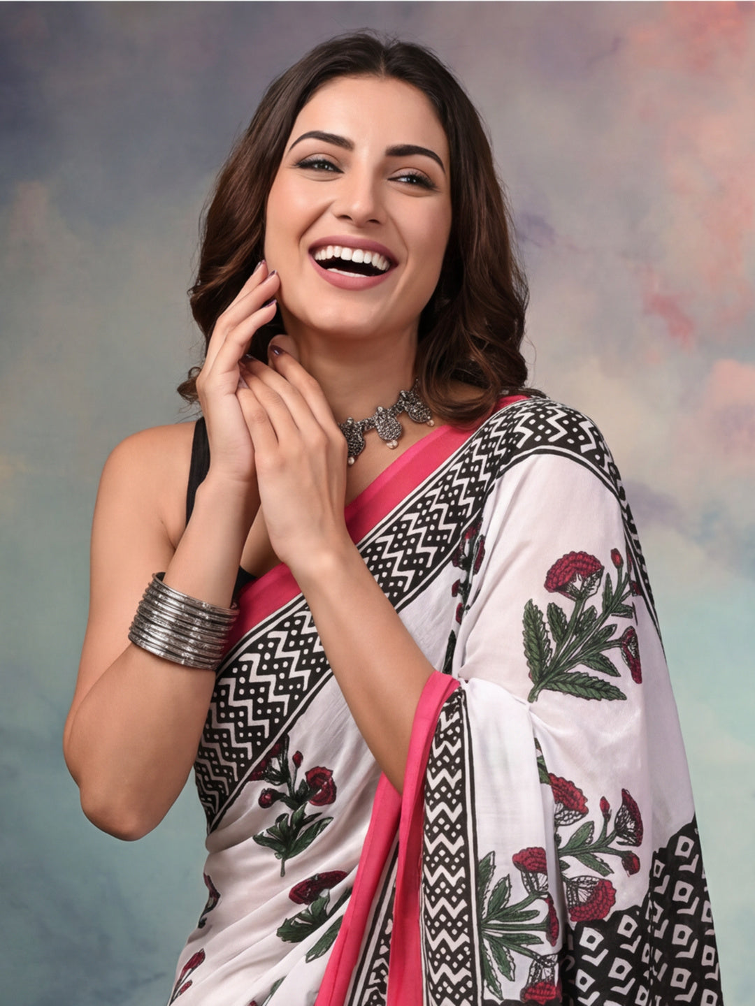 Tie and Dye Pure Cotton Saree with Unstiched Blouse