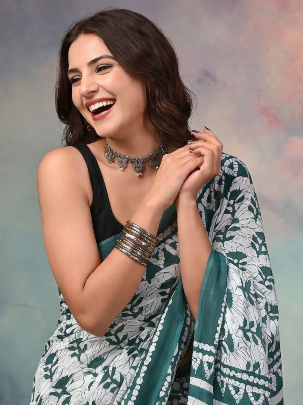Tie and Dye Pure Cotton Saree with Unstiched Blouse