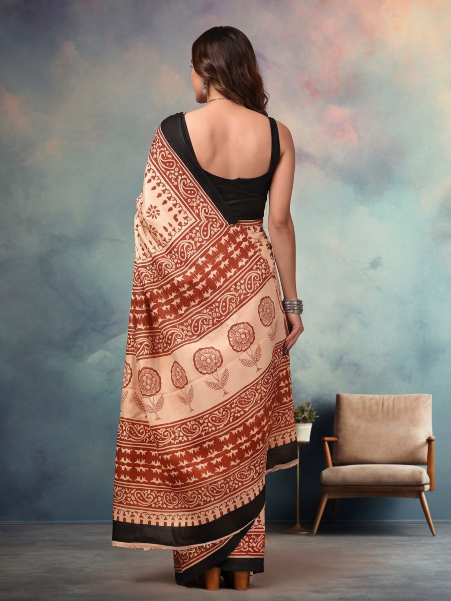 Tie and Dye Pure Cotton Saree with Unstiched Blouse