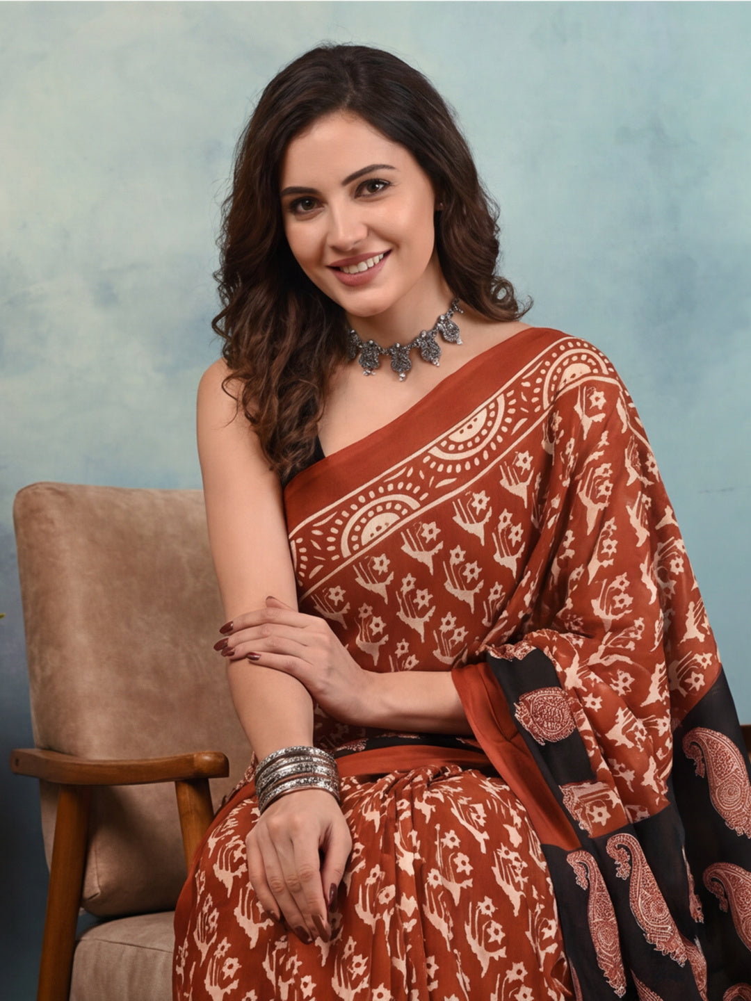 Geometric Pure Cotton Saree with Unstiched Blouse