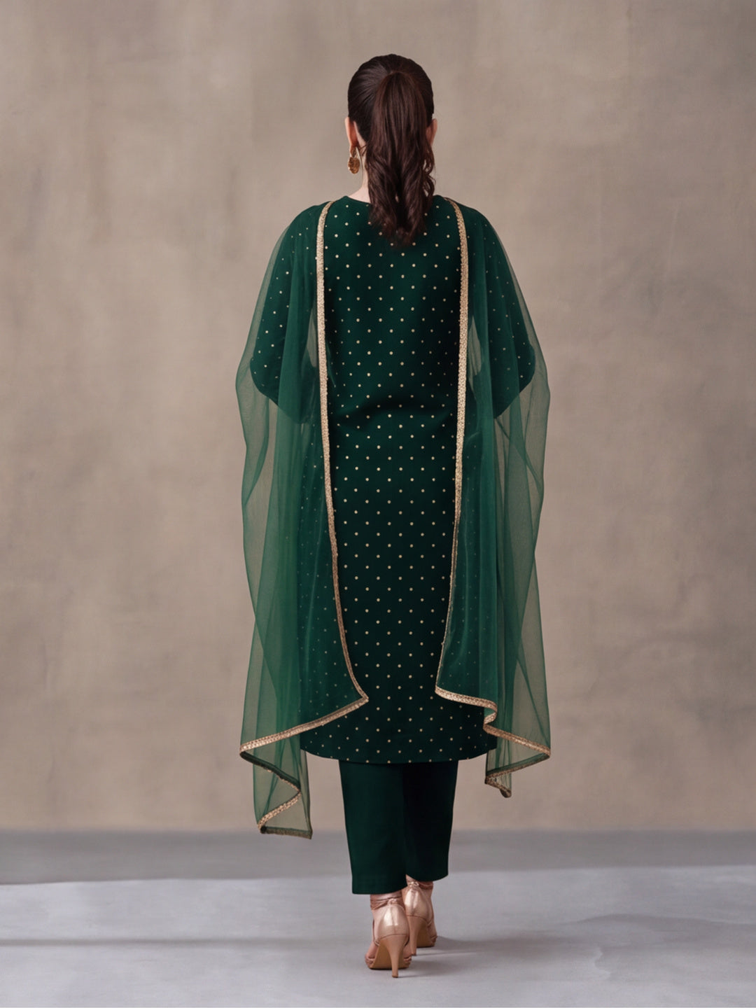 Women's Green Heavy Zari Weaving Kurta Set with Dupatta | Festive Ethnic Straight Suit
