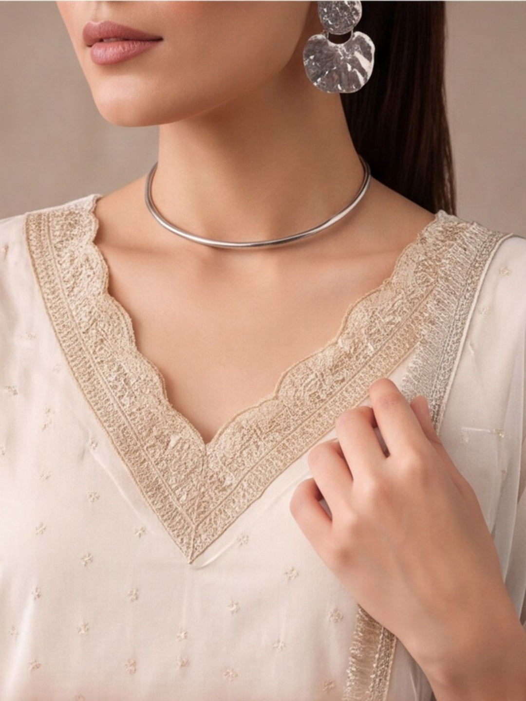 Women's Dark Off White Embroidered Kurta Set with Yellow Dupatta | Festive Straight Ethnic Suit