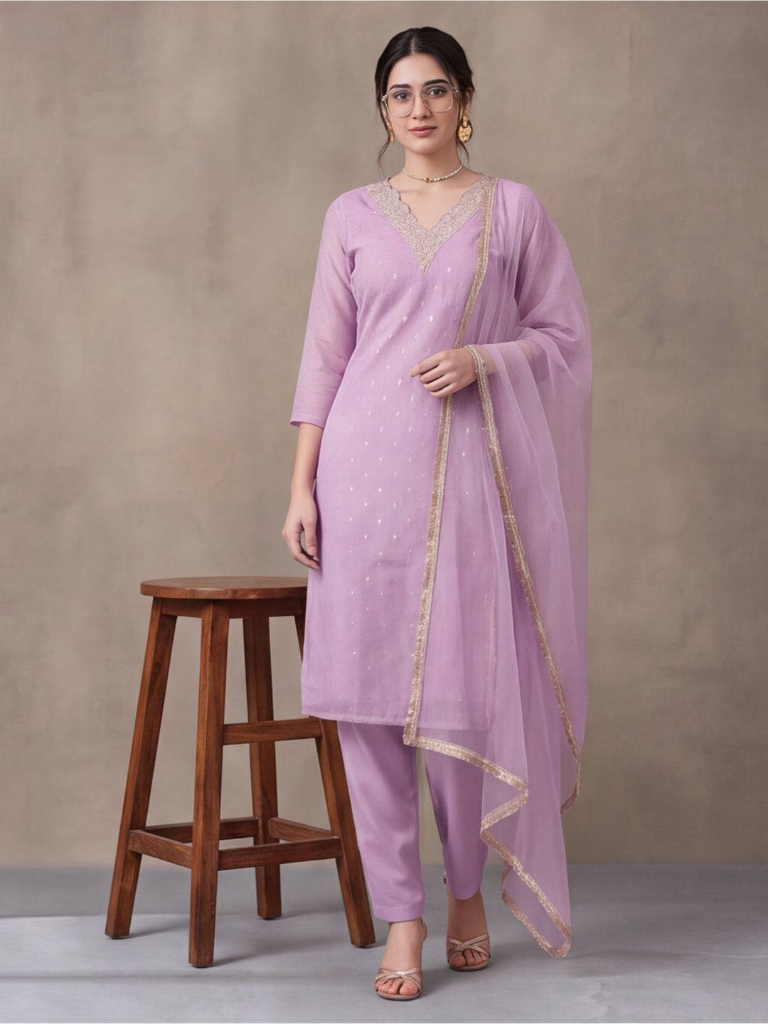 Women's Dark Baby Pink Embroidered Kurta Set with Yellow Dupatta | Festive Straight Ethnic Suit