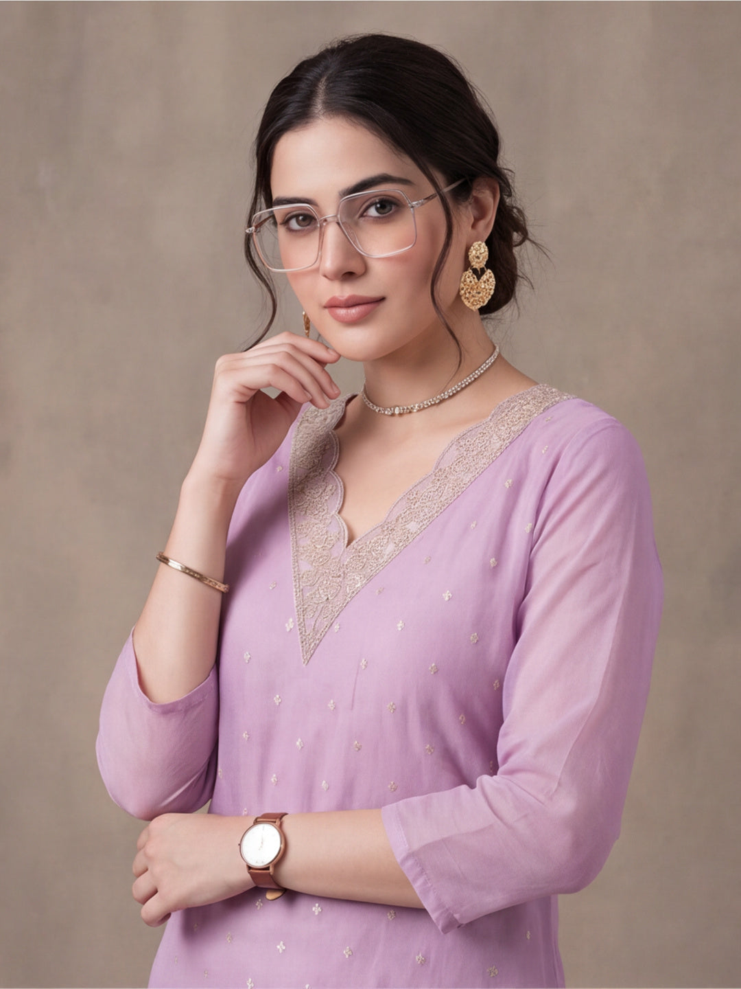 Women's Dark Baby Pink Embroidered Kurta Set with Yellow Dupatta | Festive Straight Ethnic Suit