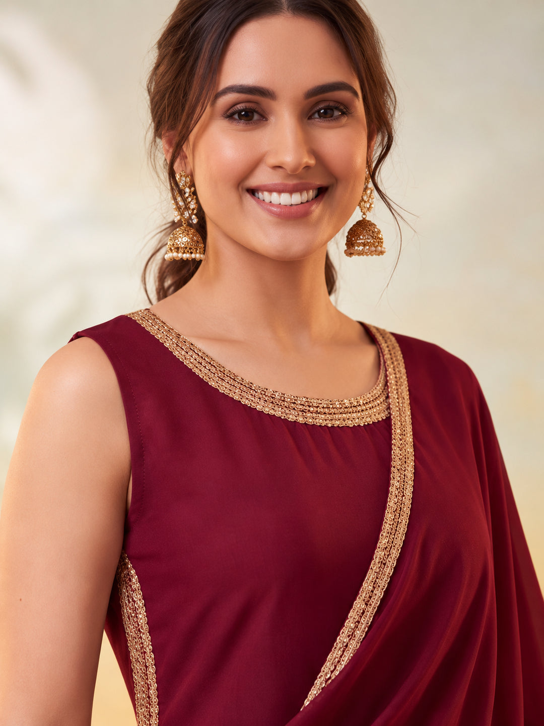 Women Embellished Maroon Kurta Set