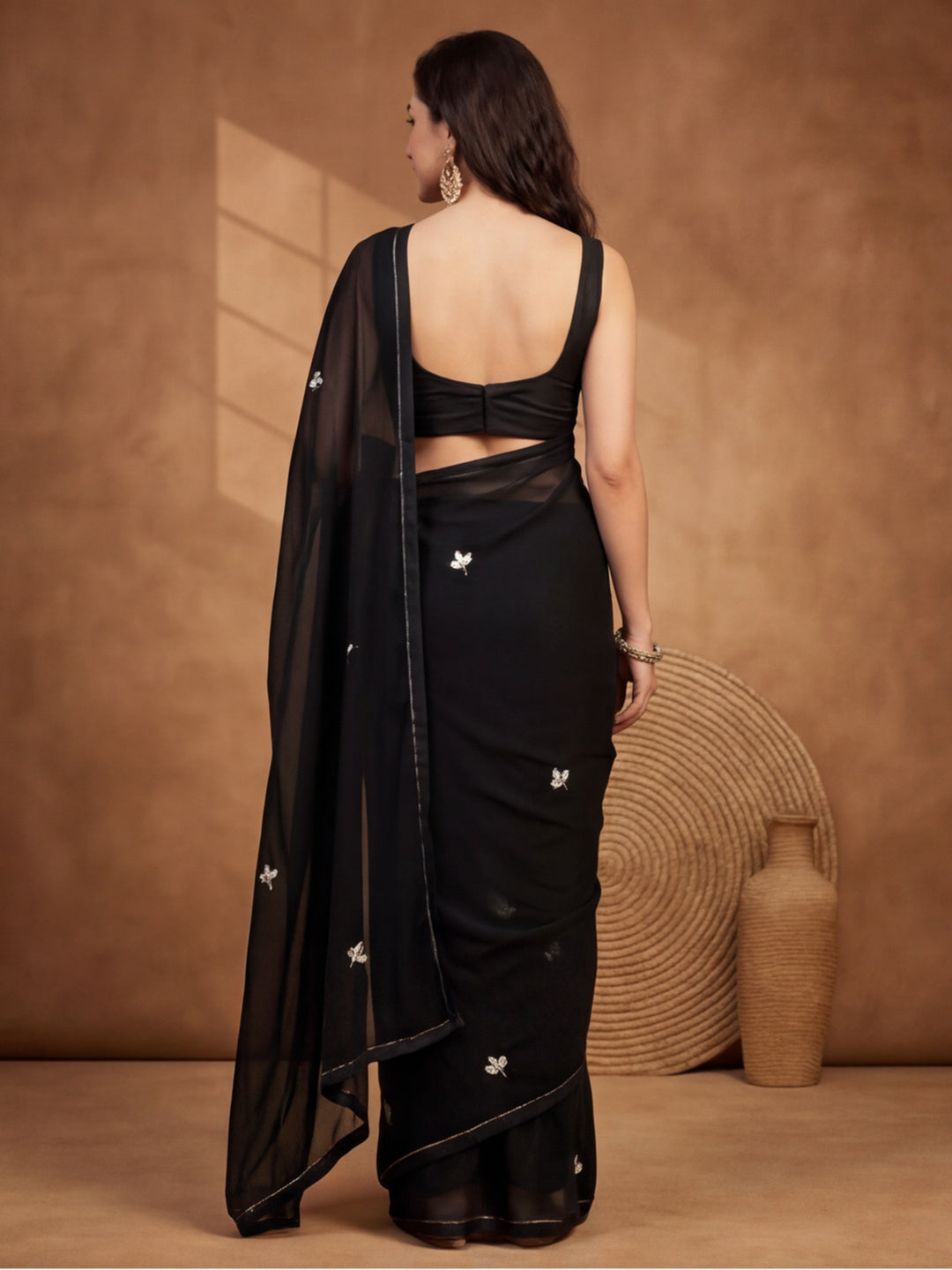 Floral Pure Georgette Saree with Unstiched Blouse