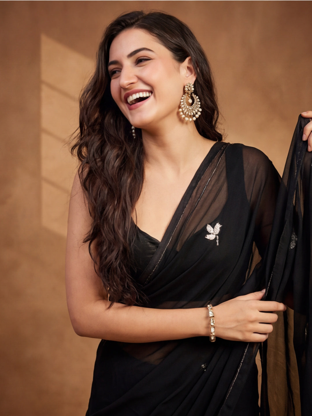 Floral Pure Georgette Saree with Unstiched Blouse