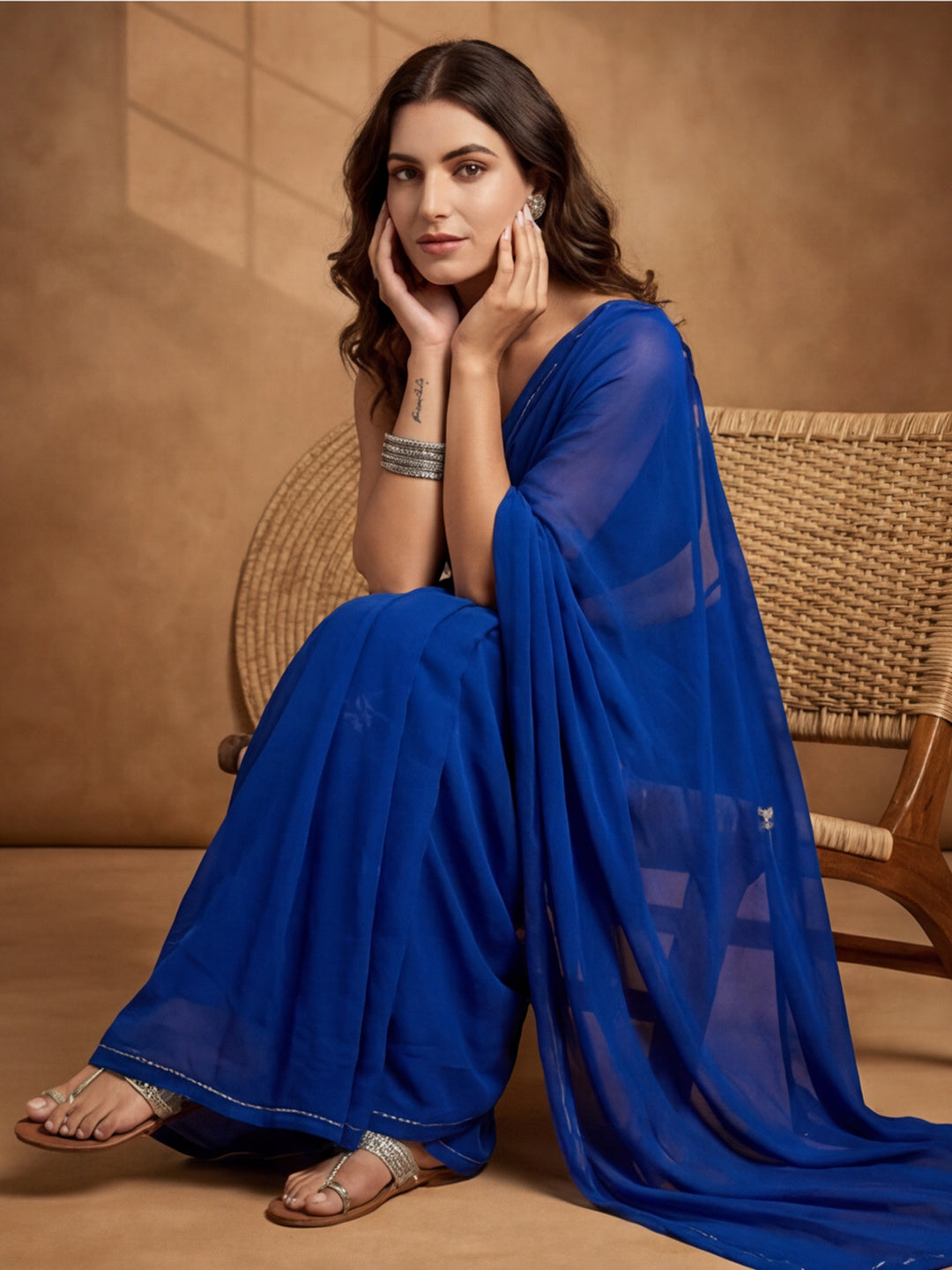 Floral Pure Georgette Saree with Unstiched Blouse