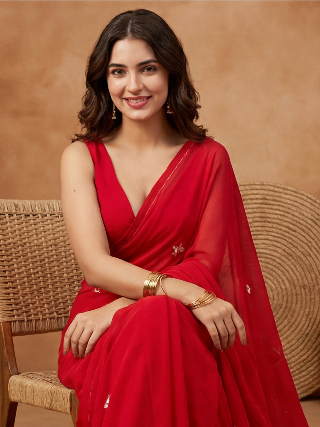 Floral Pure Georgette Saree with Unstiched Blouse