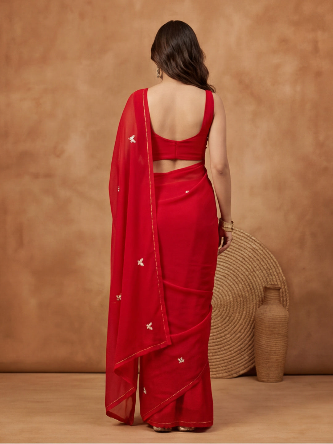 Floral Pure Georgette Saree with Unstiched Blouse