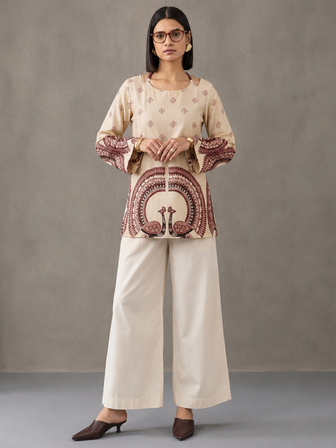 Women's Cotton Kalamkari Printed Full-Sleeve Tunic