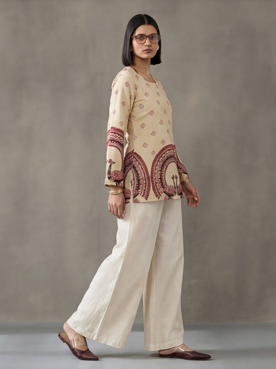 Women's Cotton Kalamkari Printed Full-Sleeve Tunic