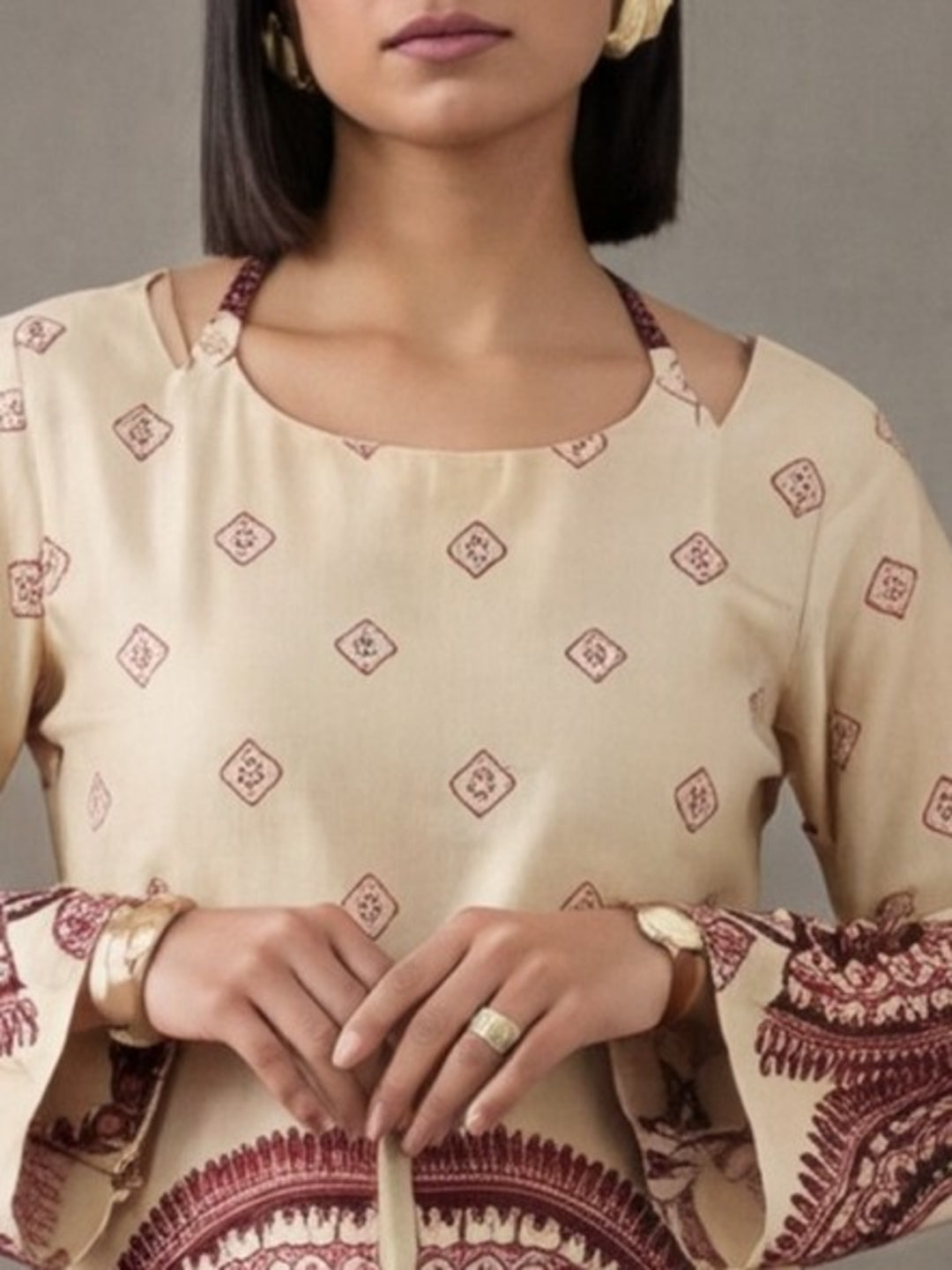 Women's Cotton Kalamkari Printed Full-Sleeve Tunic