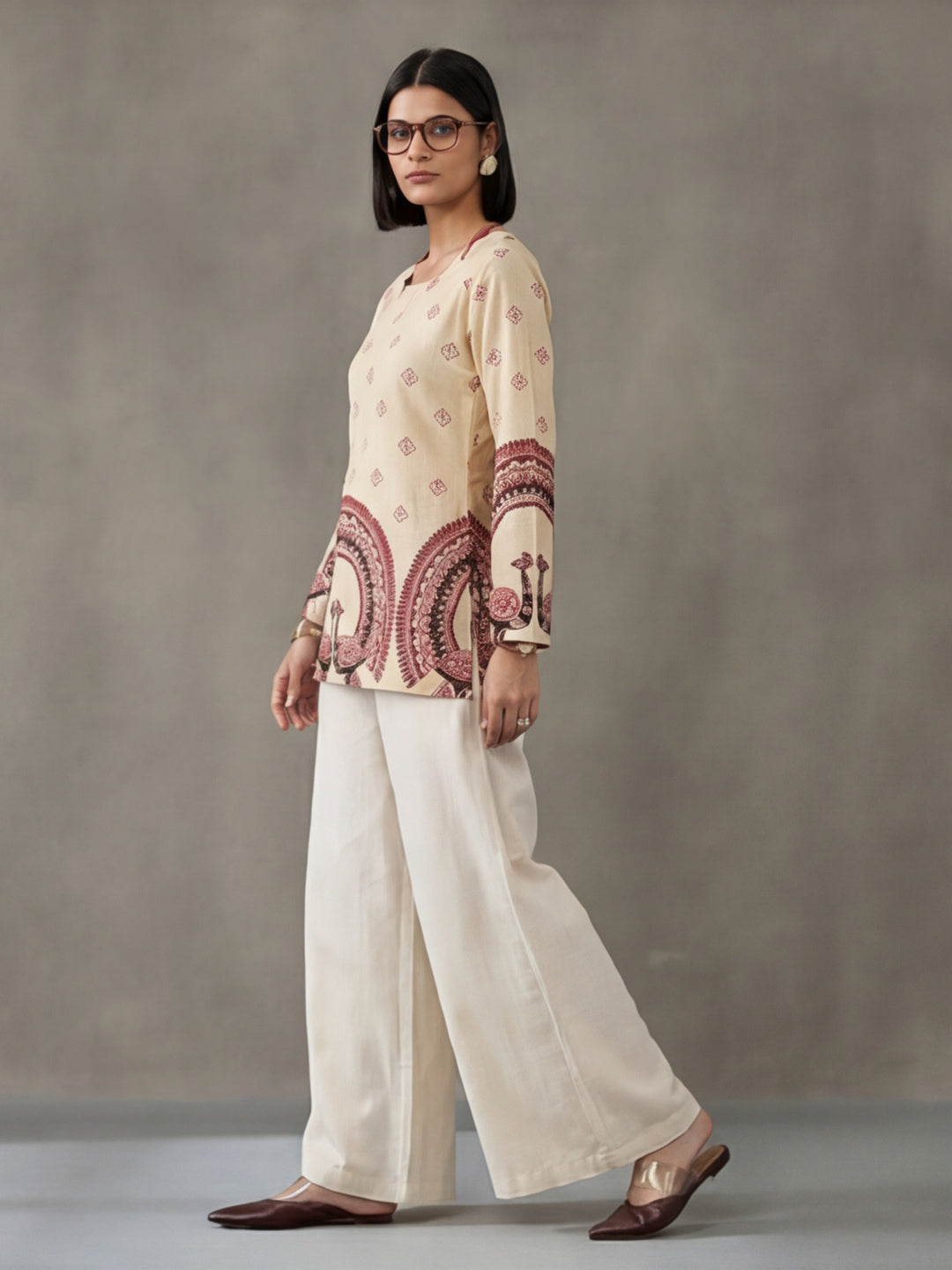 Women's Cotton Kalamkari Printed Full-Sleeve Tunic