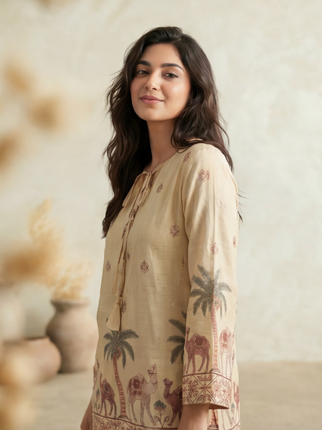 Women's Cotton Kalamkari Printed Full-Sleeve Tunic