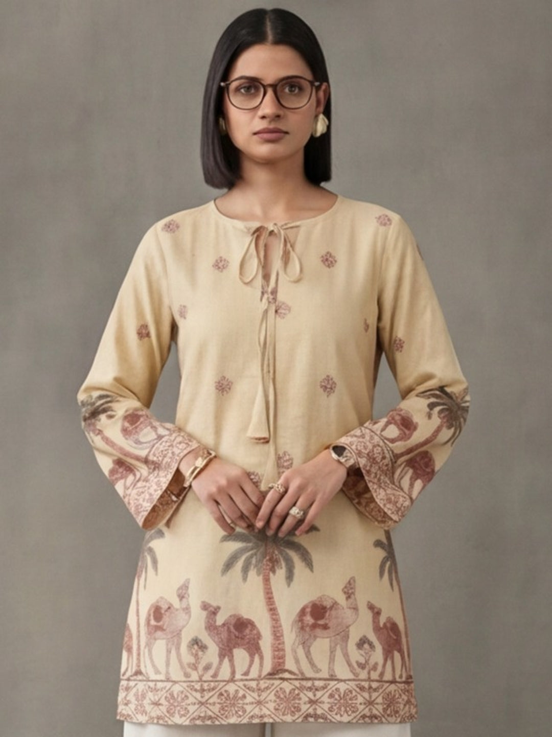 Women's Cotton Kalamkari Printed Full-Sleeve Tunic