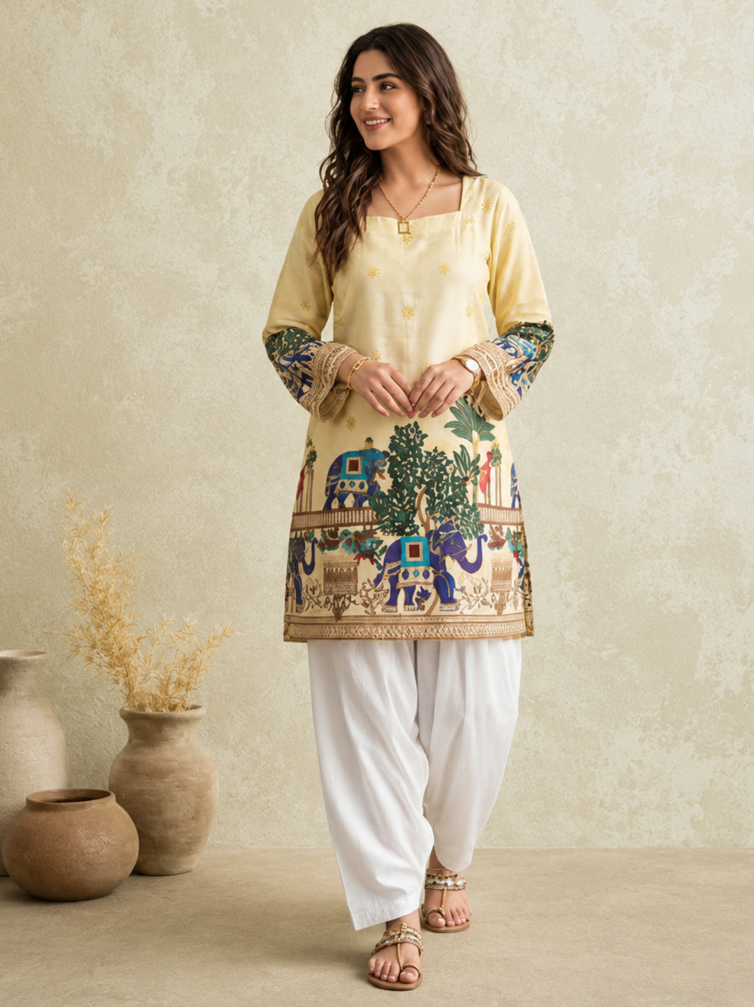 Women's Cotton Kalamkari Printed Full-Sleeve Tunic