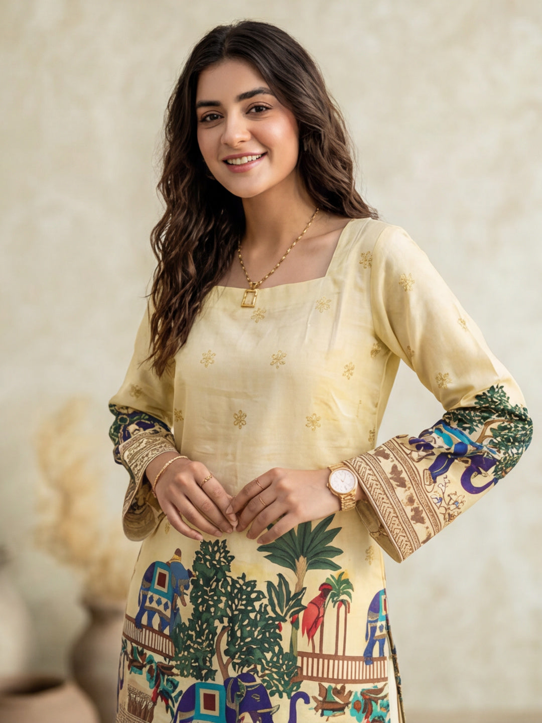 Women's Cotton Kalamkari Printed Full-Sleeve Tunic