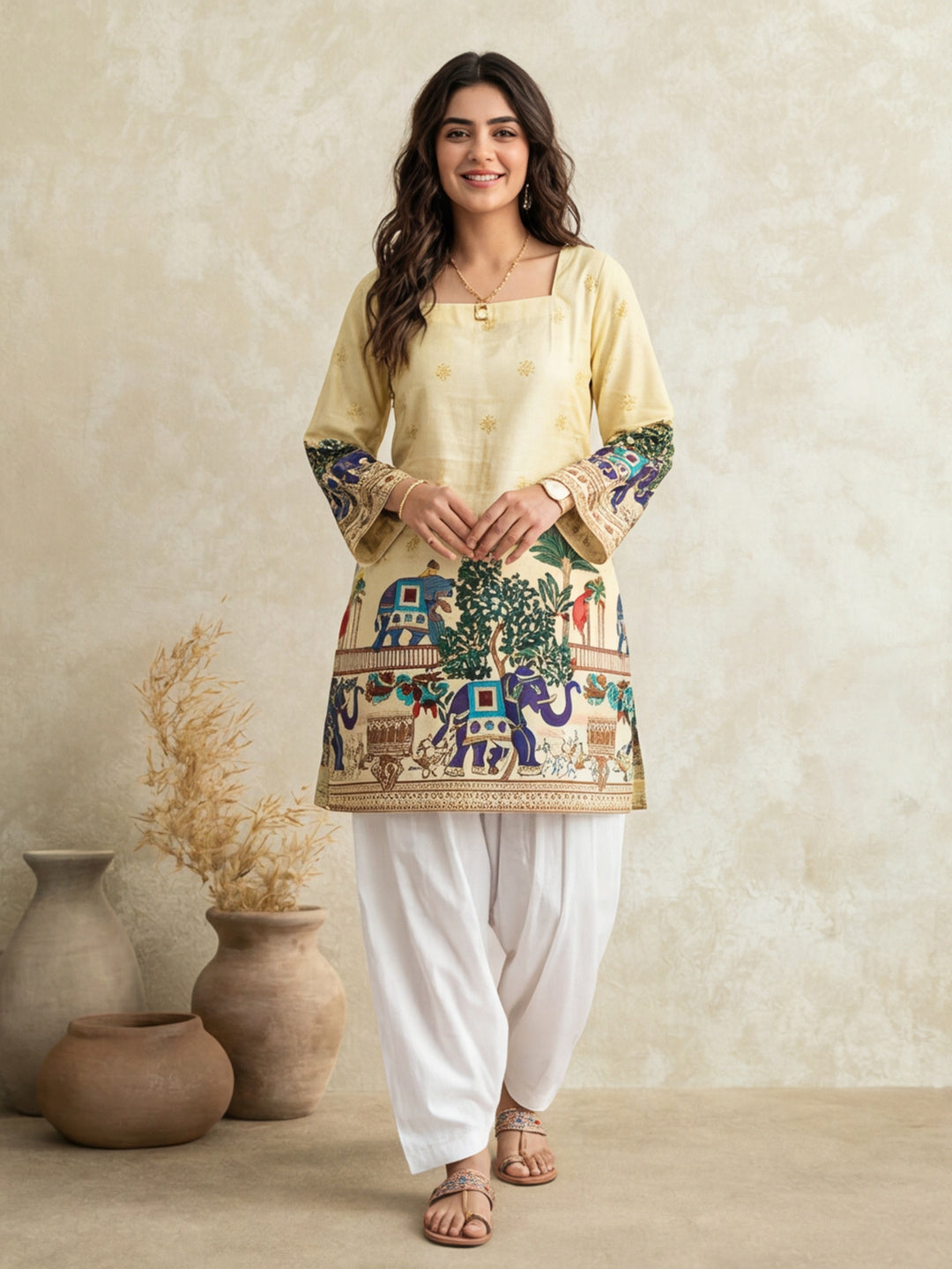 Women's Cotton Kalamkari Printed Full-Sleeve Tunic