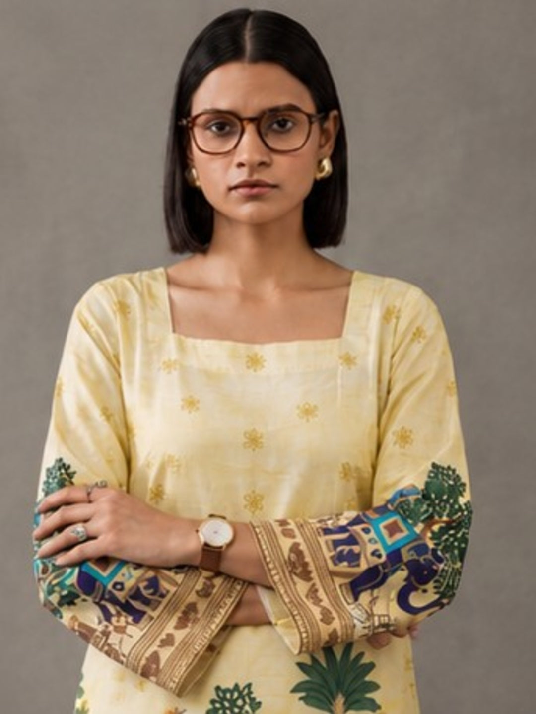 Women's Cotton Kalamkari Printed Full-Sleeve Tunic