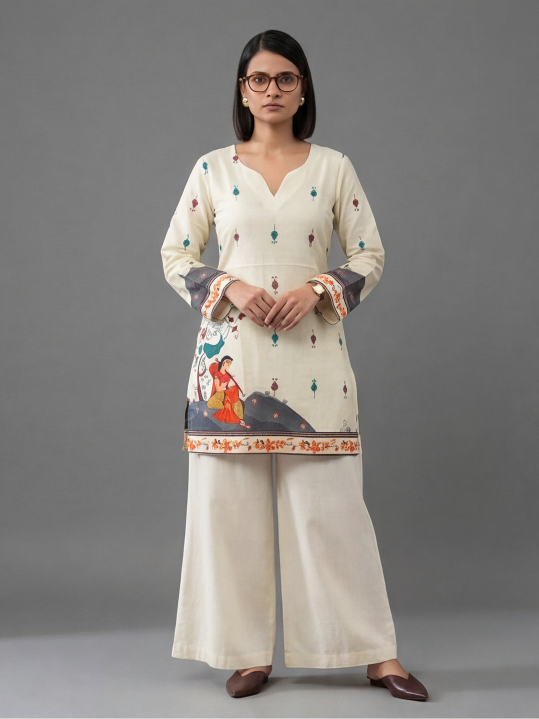 Women's Cotton Kalamkari Printed Full-Sleeve Tunic