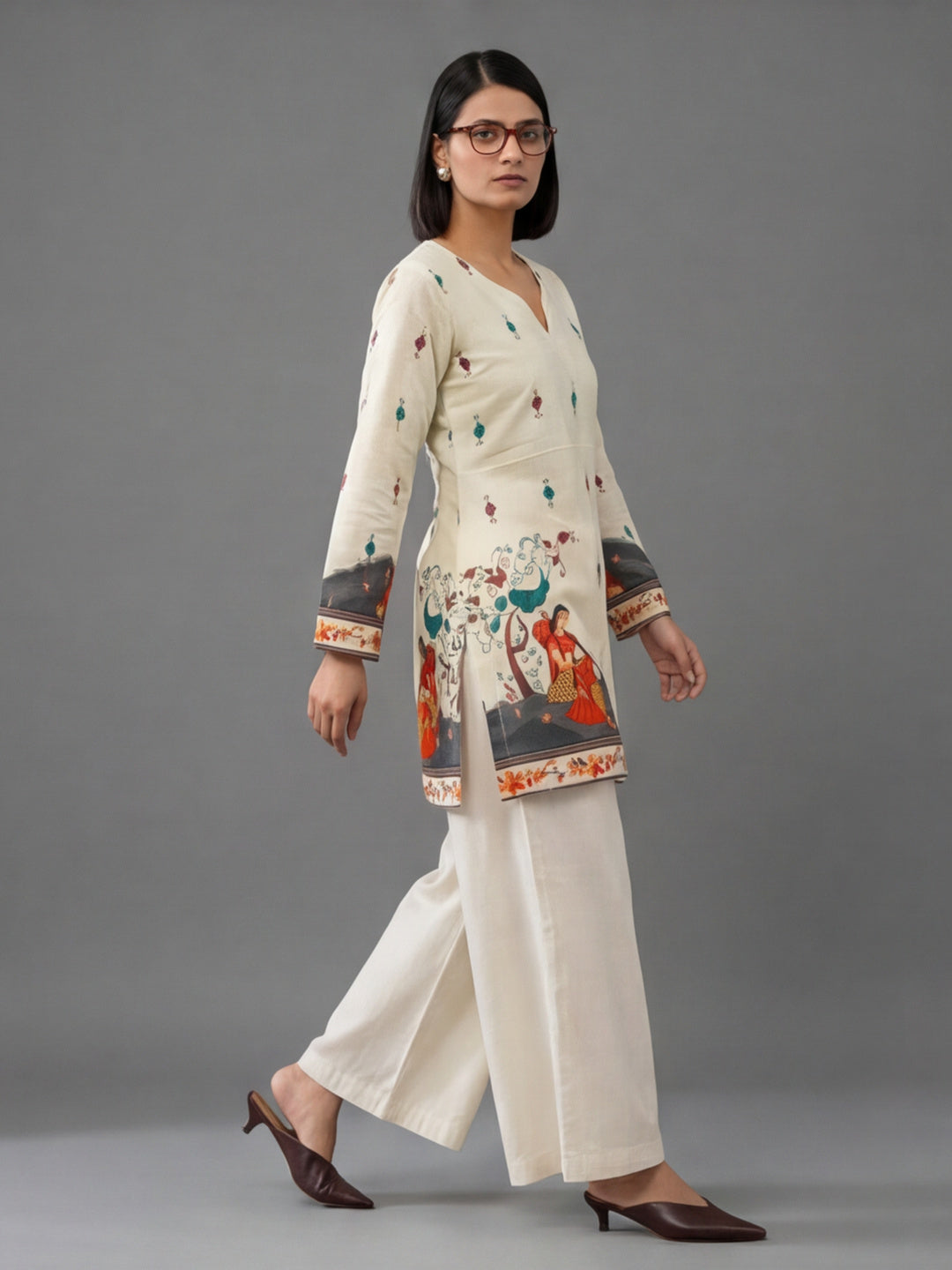 Women's Cotton Kalamkari Printed Full-Sleeve Tunic