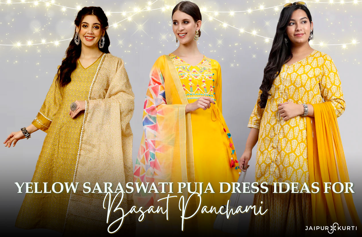 Explore Yellow Saraswati Puja Dress Ideas for Basant Panchami