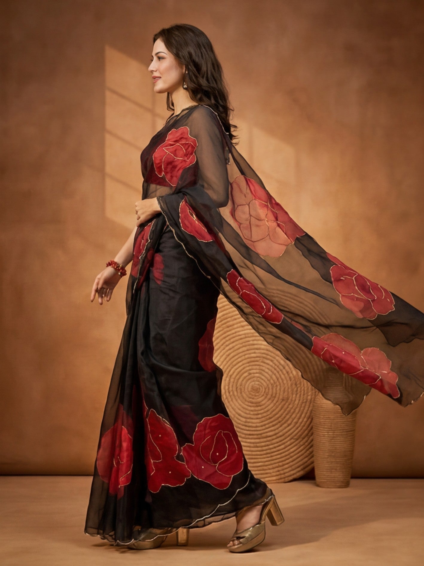 Floral Organza Saree with Unstiched Blouse